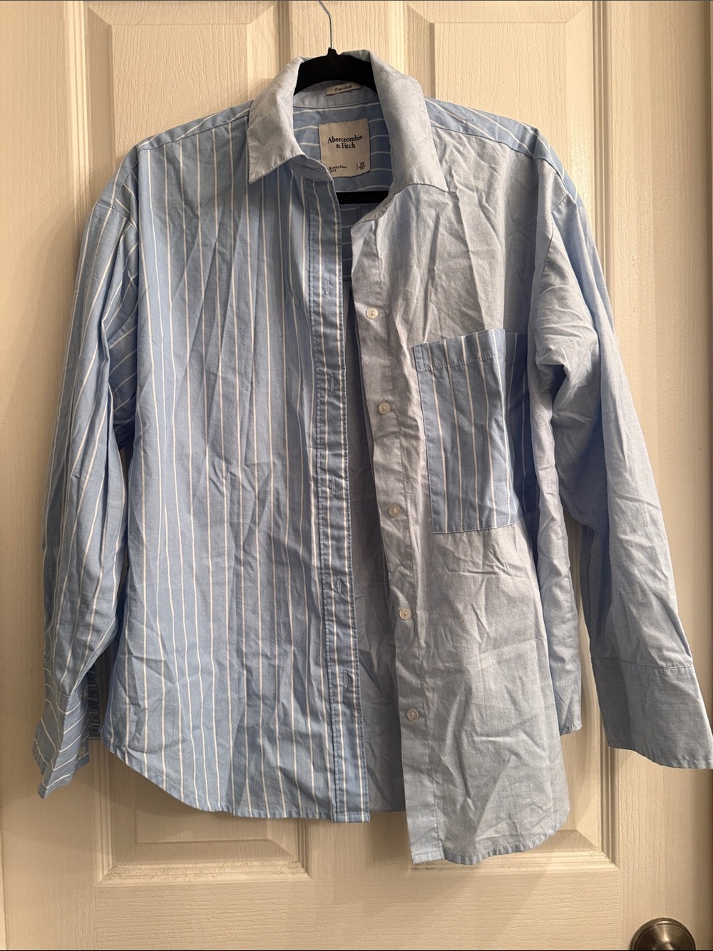 Abercrombie & Fitch Light Blue and White Striped Button-Down Shirt
